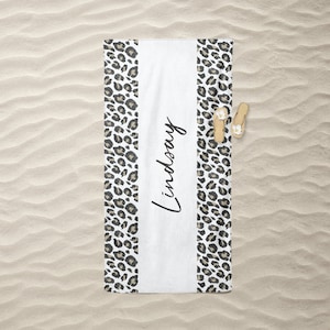 Leopard Beach Towel - Personalized Beach Towel - Name Beach Towel