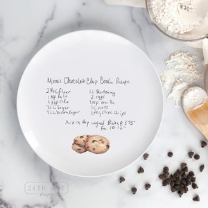 Handwritten Recipe on Plate - Recipe Plate with Cookie Design - Family Recipe Plate - Handwritten Gift - Handwriting on plate