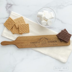 Smore Station Cutting Board, Smore charcuterie, smore cutting board, long smore station, smore cutting board with handle