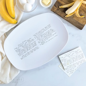 Handwritten Recipe Platter - Recipe plate - Original Writing on Plate - Handwritten Gift - Family recipe platter - recipe printed on dish
