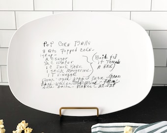 Custom recipe plate - Handwritten Recipe Platter - Recipe on Platter- Handwritten Gift - Family recipe platter - Recipe on dish