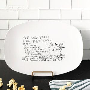 Custom recipe plate - Handwritten Recipe Platter - Recipe on Platter- Handwritten Gift - Family recipe platter - Recipe on dish