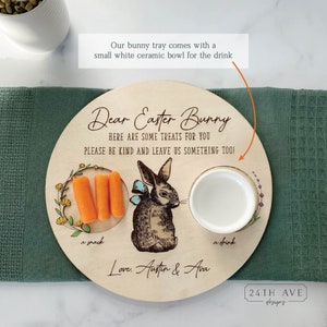 Easter Bunny Tray, Custom Bunny Tray with drink bowl,Easter Bunny Treat Tray with Personalization, Easter Tray, Snacks for the Easter Bunny