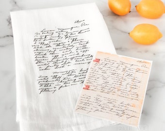 Handwriting Restored- Recipe printed on a Tea Towel - Recipe Towel - Handwritten Gift - dish towel - Christmas Gift- Grandma's Recipe