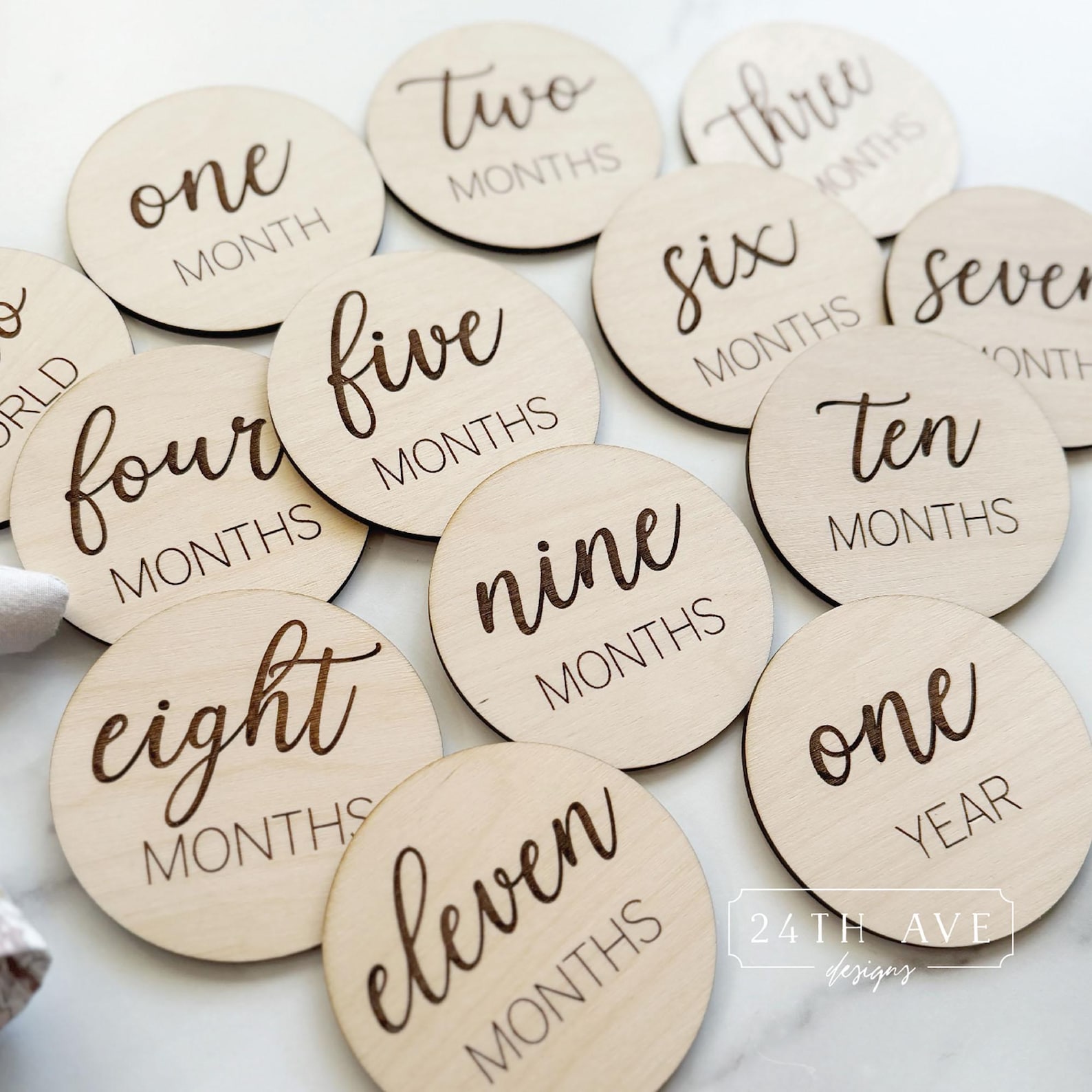 Round Wood Baby Milestone Markers | Laser Engraved Baby Milestone Discs ...