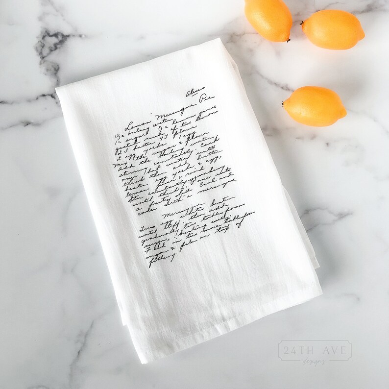 Family Recipe Tea Towel Dish Towel Handwritten Gift flour Etsy