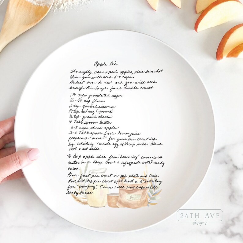 Handwritten Recipe Plate Recipe Plate With Watercolor Etsy
