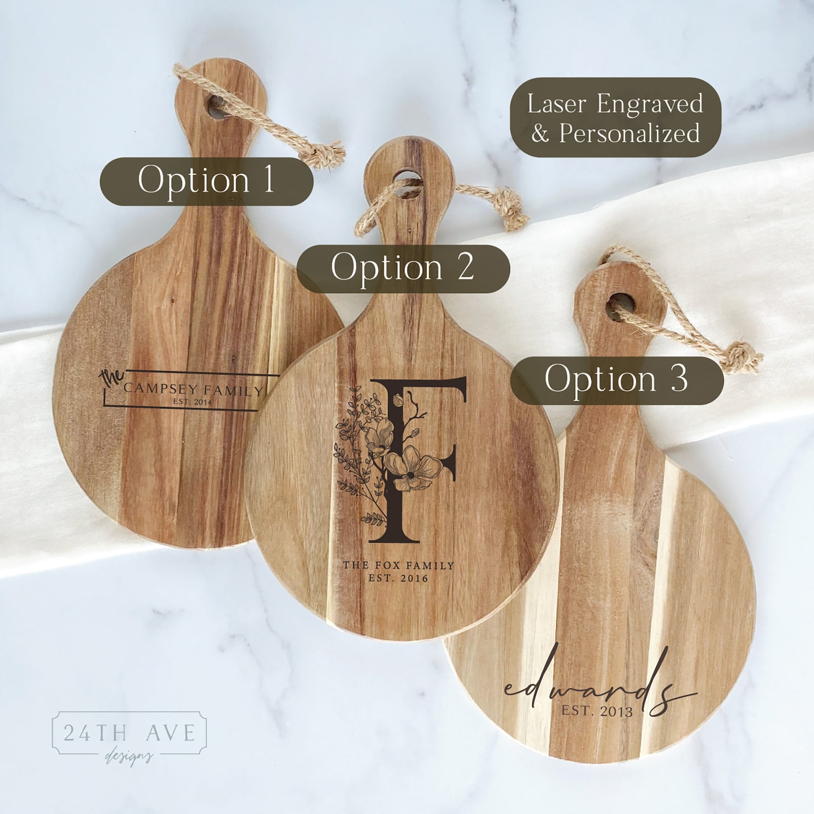 Personalized Round Cutting Board With Family Name- Recipe Cutting Board ...