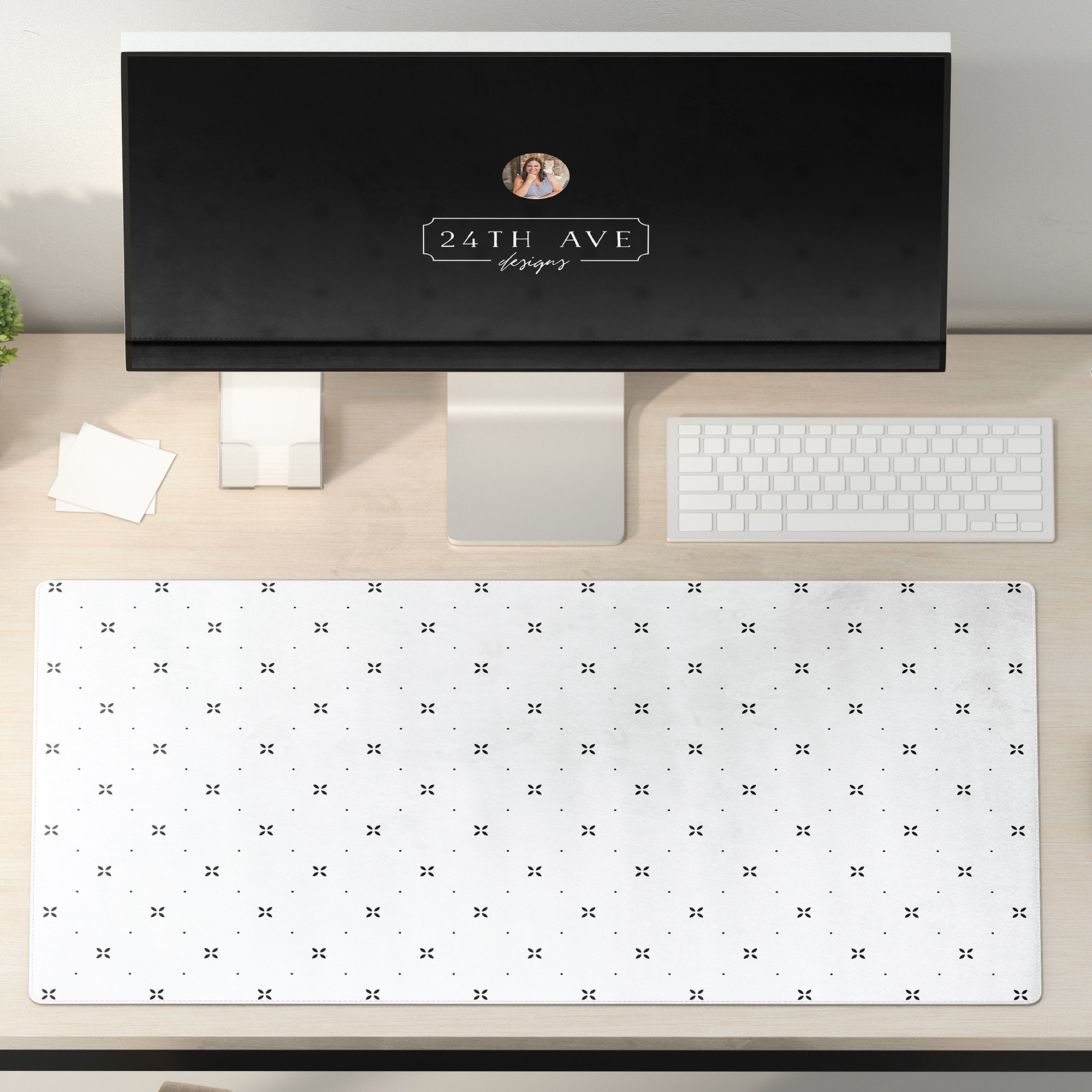Minimal Desk Mat Minimal Back and White Design Personalized Etsy