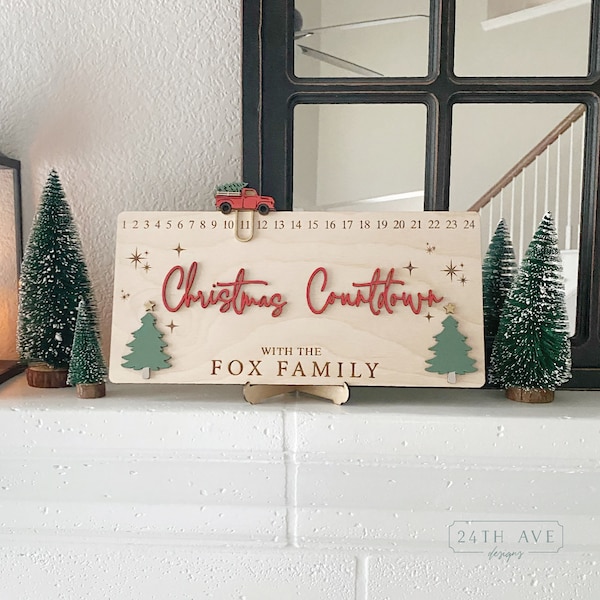 Personalized Christmas Countdown Calendar, Red Truck Christmas Countdown, Christmas Countdown Slider, Advent