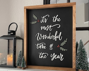 Signo de Navidad, es la época más maravillosa del año, decoración navideña 16 x 20 cartel de abedul, cartel de madera 3d, Navidad