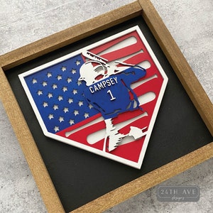 Personalized Baseball Gift, Framed Baseball sign, 3D Baseball Plaque, custom baseball sign, baseball base and flag sign
