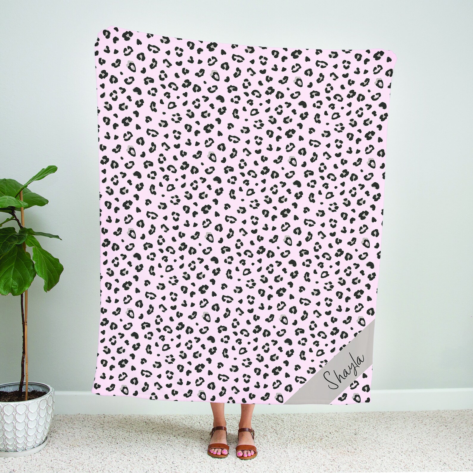 Pink Leopard Print Blanket Personalized Leopard Blanket Etsy