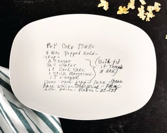 Recipe on Dish - Recipe Plate - Handwriting Restoration Platter - Handwritten Gift - Family recipe platter