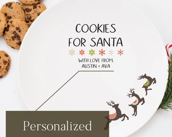 Cookies For Santa Plate - Personalized with Kids Names - Santa cookie plate