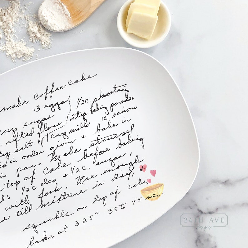 Handwritten Recipe Platter Recipe Plate Heart and Bowl Etsy