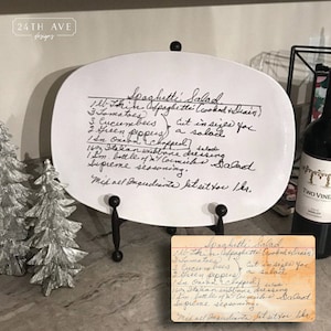 Handwriting Restored- Recipe Platter - Recipe Plate - Handwritten Gift - Family recipe platter - Mother&#39;s Day Gift- Grandma&#39;s Recipe