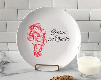 Cookies For Santa Plate -  Santa cookie plate - Vintage style Santa