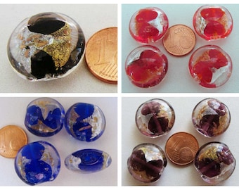 Lot de 10 Perles en Verre Lampwork Carrées 20mm Feuille d’or