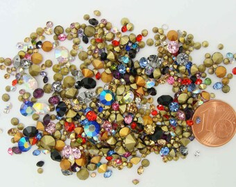 MIX PB1 40 strass Swarovski fond conique mix dimensions:PP5,,7,8,9 CRYSTAL F