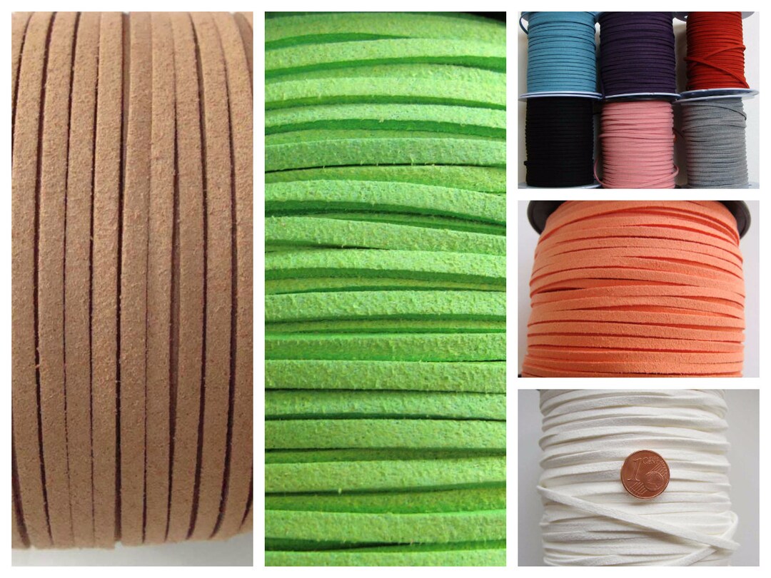 6 Bobines Cordon Faux Daim 5m - 2,2mm Pour Bijoux, Bracelets, Emballage Cadeau - Multicolore