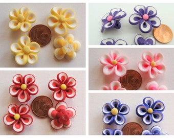 4 Perles Fleurs en pâte polymère modèle au choix diy création bijoux déco