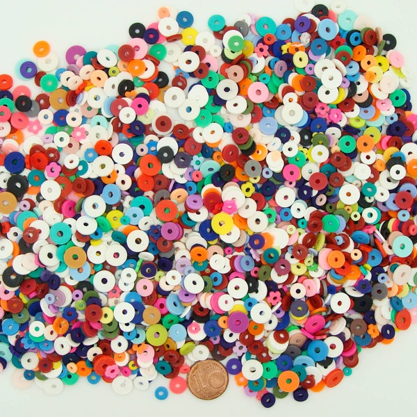 75 grammes perles rondelles heishi en pâte polymère mix couleurs et tailles création bijoux