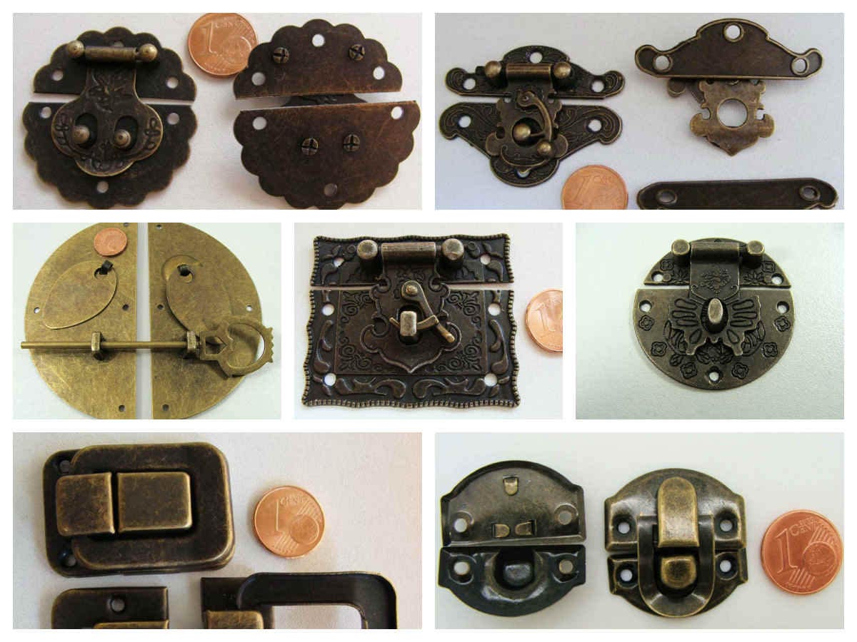 Fermoir Fermeture Métal Couleur Bronze Cartonnage Accessoire Menuiserie Home Déco Aspect Vintage