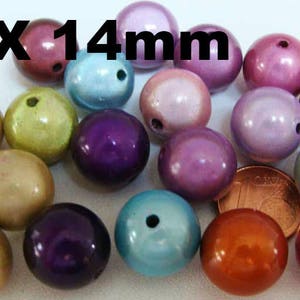 Perles Miracle magique acrylique ronde Nacrées Lot au choix DIY création bijoux Mix14mm x 20pcs