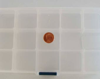 1 Casier plastique transparent 15 cases Rangement Boîtes séparations amovibles Loisirs créatifs perles mercerie