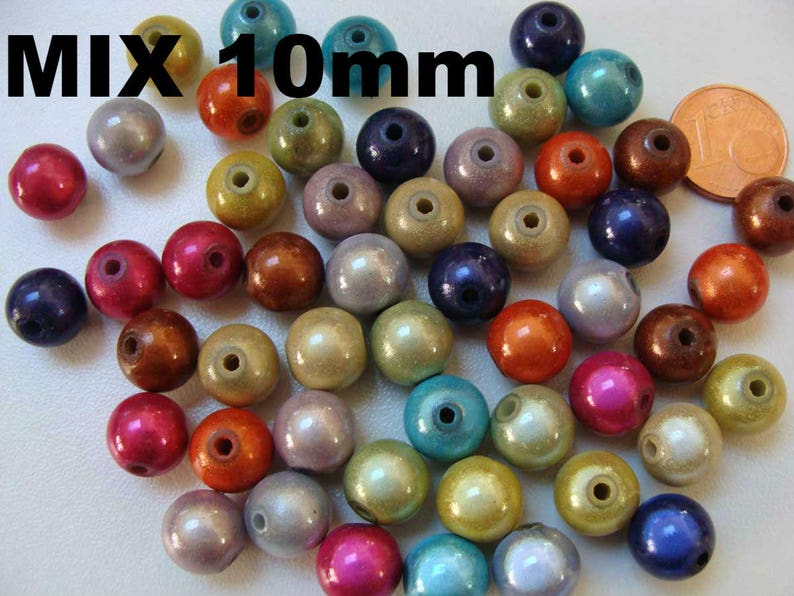 Perles Miracle magique acrylique ronde Nacrées Lot au choix DIY création bijoux Mix10mm x 50 pcs