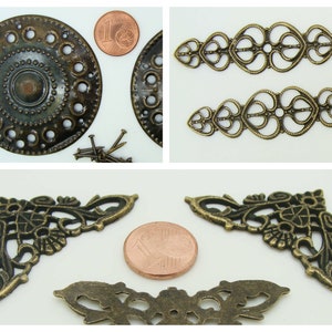 Embellissements décoration bronze pour Cartonnage DIY Loisirs créatifs Boîte Classeur Scrapbooking déco