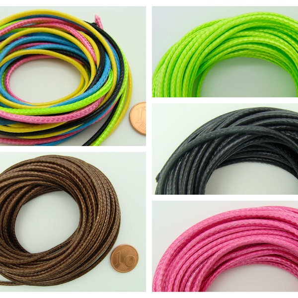 5 mètres Fil 2,3mm polyester ciré nylon couleurs au choix ou mix cordon création bijoux loisirs déco