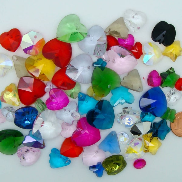 75g breloques mix formes et couleurs en verre facetté charm perle DIY création bijoux