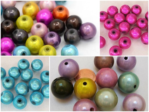 50 perles Acrylique rondes 8mm nacrées miracle mix couleurs DIY création bijoux