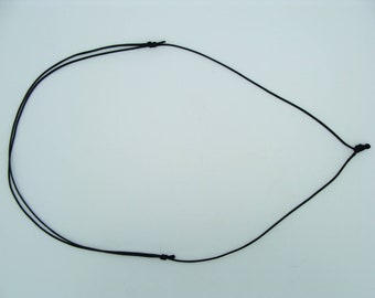5 colliers Noirs cordon fil nylon ciré 1mm avec boucle d'accroche taille réglable noeuds coulissants Création Montage bijoux