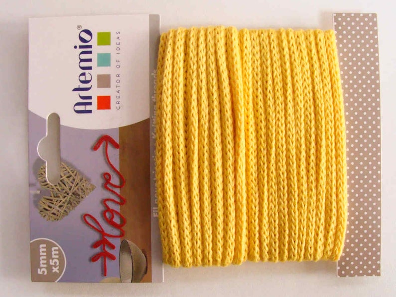 5 mètres Tricotin fil dia 5mm Artemio couleur au choix DIY loisirs créatifs Home déco fil tricoté Yellow