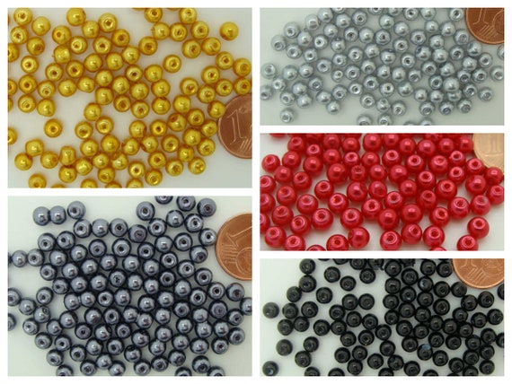 50 perles verre peint aspect nacré 8mm rondes BLEU DIY création bijoux