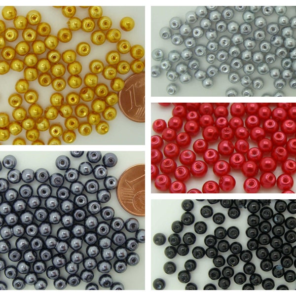 100 perles 4mm verre peint aspect nacré rondes couleurs au choix création bijoux