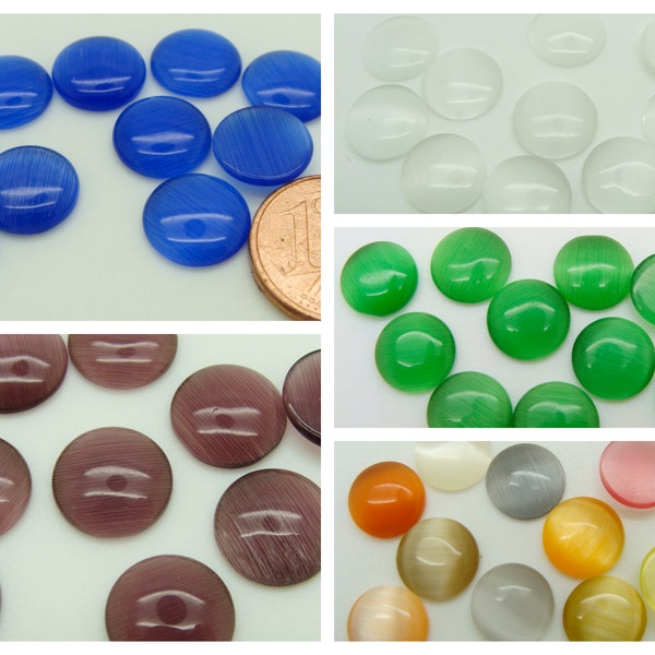 10 Cabochons Ronds 10mm verre OEIL de CHAT Mix ou à la couleur DIY création bijoux