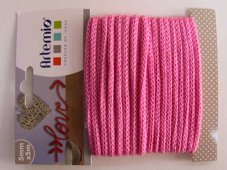 5 mètres Tricotin fil dia 5mm Artemio couleur au choix DIY loisirs créatifs Home déco fil tricoté Rose Fonce Fuchsia