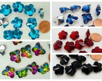 10 breloques Fleur 13mm ou Papillon 15mm verre facetté modèle au choix charm perle DIY création bijoux