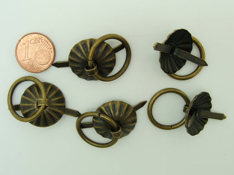 5 Mini Poignées Anneau 19mm métal couleur argenté bronze cuivre ou doré Cartonnage tiroir rangement Home déco vintage image 5