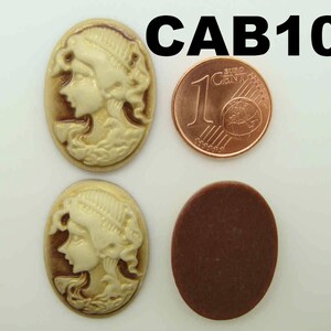 6 Cabochons résine Camée ovales 24x18mm profil femme couleurs au choix DIY création bijoux déco CAB100 Marron