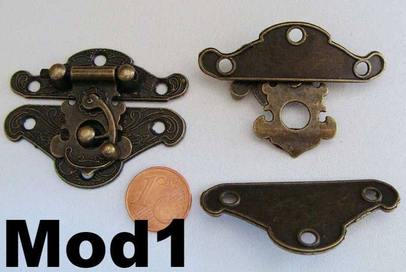 FERMOIR FERMETURE métal couleur bronze cartonnage accessoire menuiserie home déco aspect vintage Mod1 Gendarme 49mm