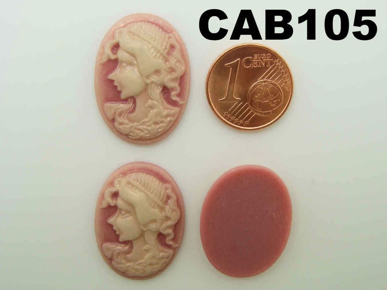 6 Cabochons résine Camée ovales 24x18mm profil femme couleurs au choix DIY création bijoux déco CAB105 Vieux Rose