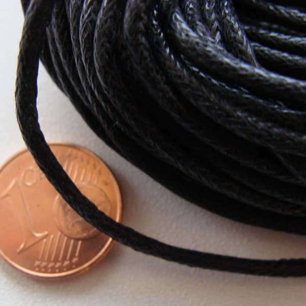 70m coton ciré 2mm NOIR cordon fil en écheveau DIY bijoux loisirs créatifs noeuds macramé mercerie