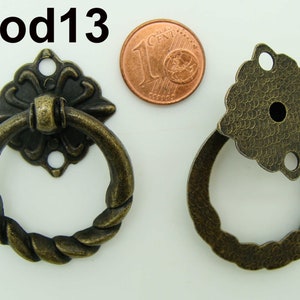 1 POIGNEE Anneau métal BRONZE 50mm motif torsade Cartonnage menuiserie 1 POIGNEE Anneau métal BRONZE 50mm motif torsade Cartonnage menuiserie