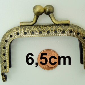 Fermoir Porte-monnaie 6,5cm à 15,5cm au choix Pochette métal bronze décoration branche fleurie modèle au choix 6,5cm