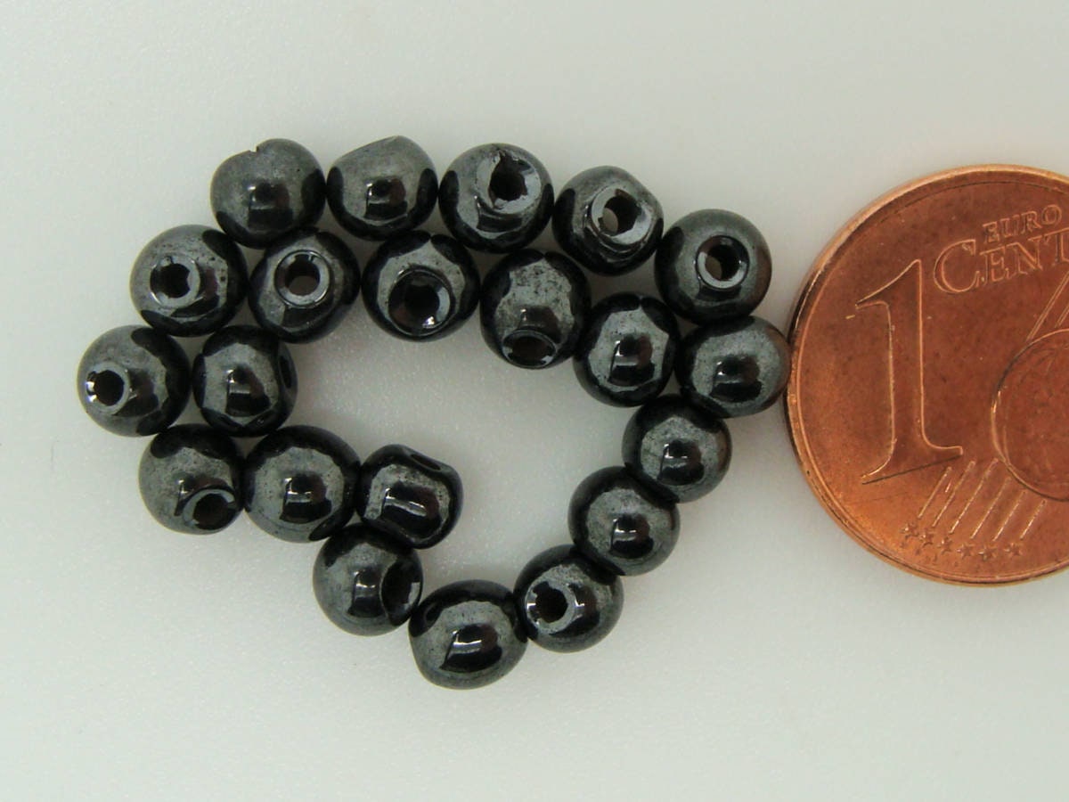 Lot De 50 Perles En Hématite Magnétique 8mm - Environ 39cm De Fil - Création Bijoux